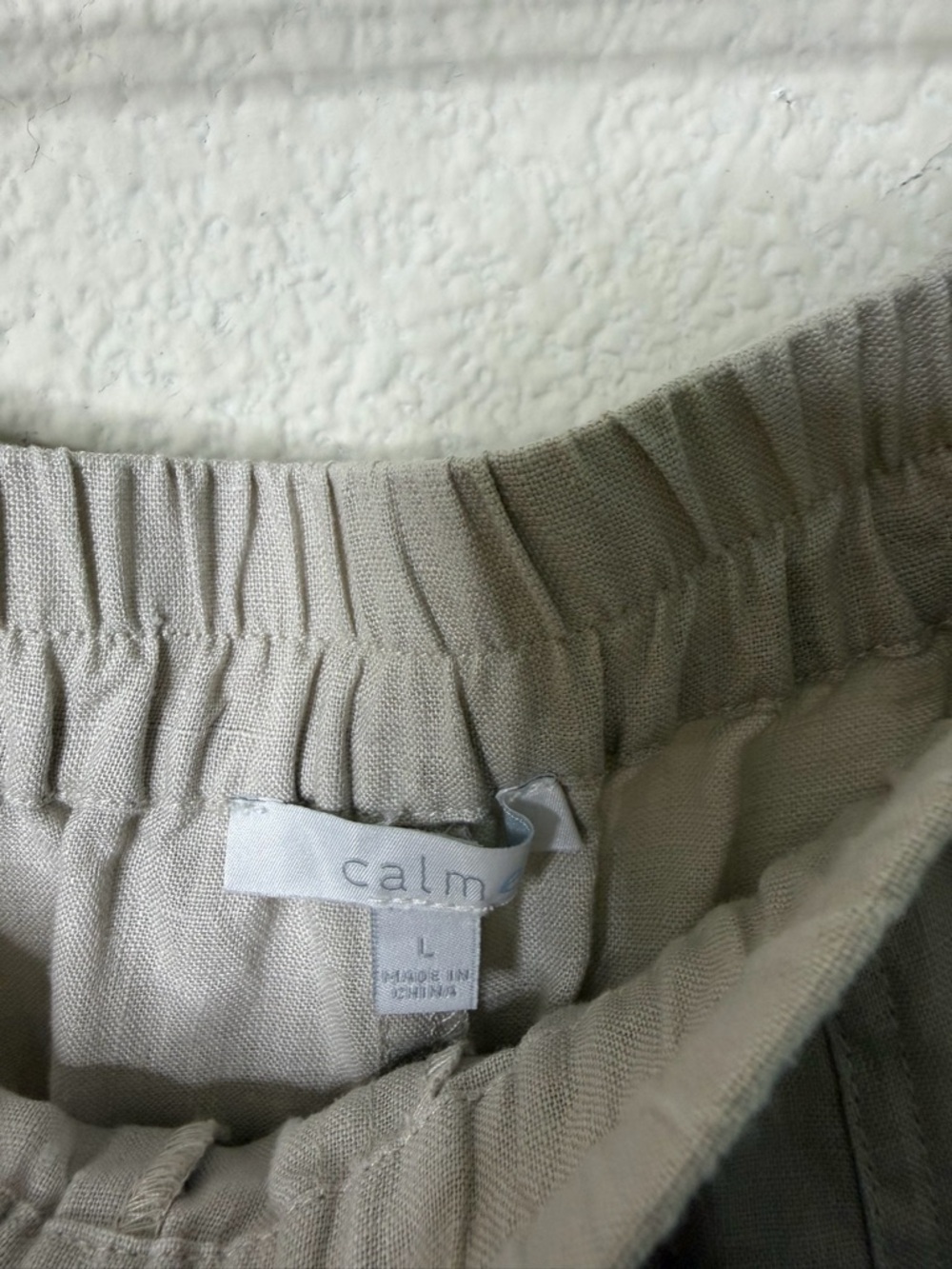Johnny Was Calme Linen Pull On Pant w Slits Khaki Beige Womens Size L - Picture 9 of 10